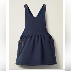 Mini Boden Heart Pocket Cosy Pinafore Navy Blue Dress